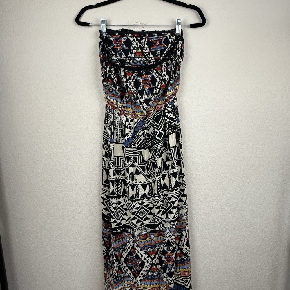 Angie Smocked Tube Top Maxi Dress Womens S Aztec Boho Gypsy Festival Fairy - Picture 10 of 14